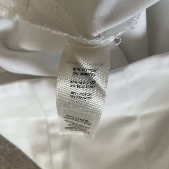 Chico's Pants Womens 00 (Size 2) White Cropped Stretch Side Zip Casual Summer - Picture 6 of 13